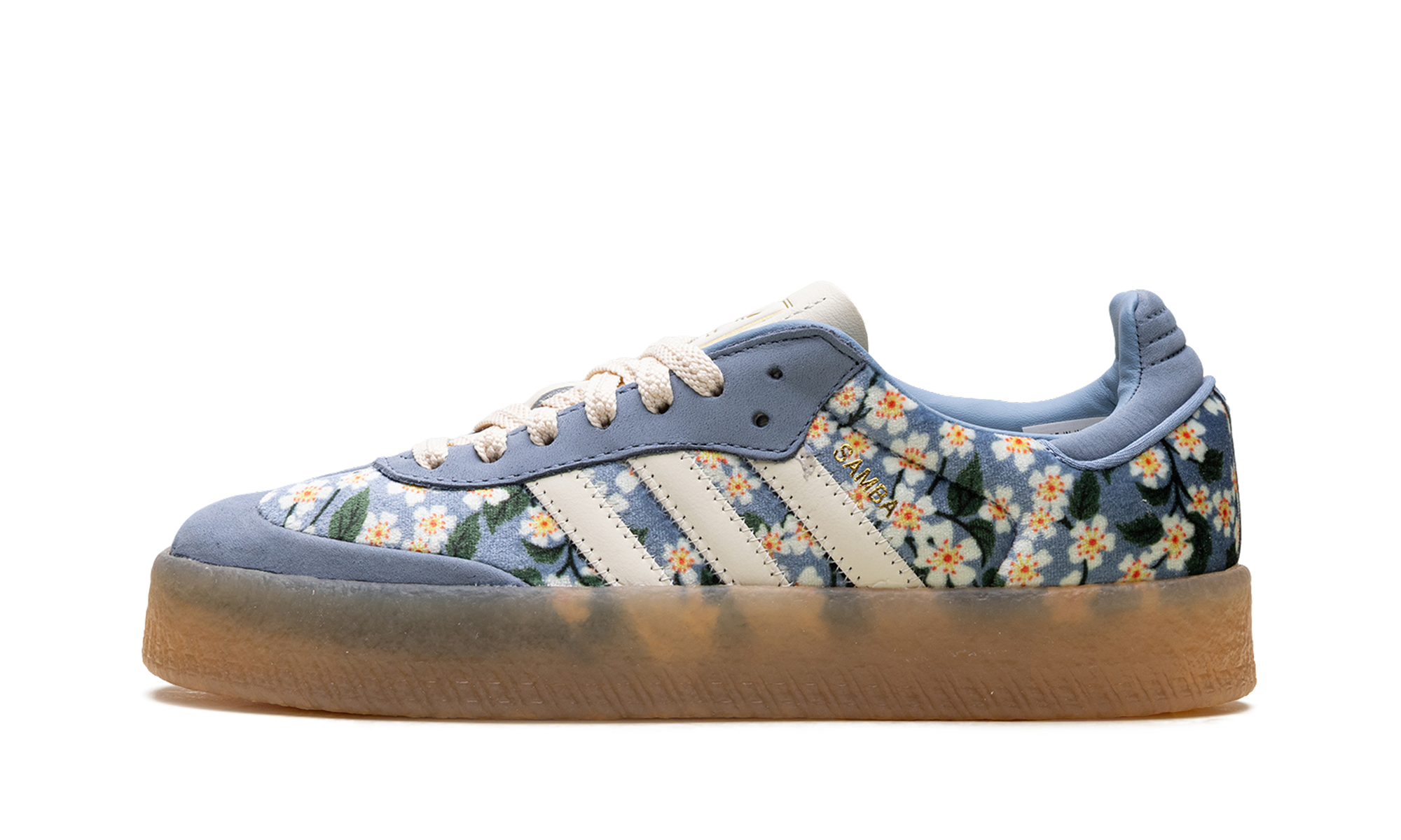 Adidas Sambae Liberty London Floral Embroidery Blue Cream White