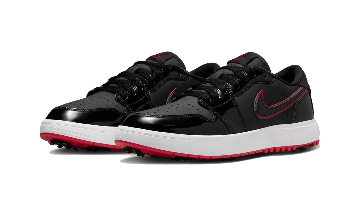 Air Jordan 1 Low Golf Spiked Bred Black Patent