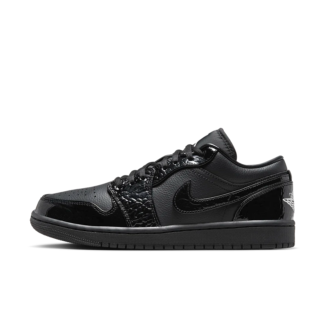 Air Jordan 1 Low SE Patent Elephant Black, Black/Black-White-Metallic Silver (HJ7743-010)