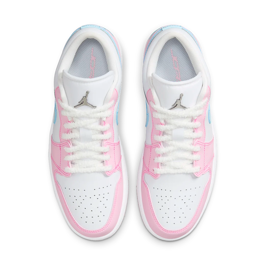 Air Jordan 1 Low SE Paw Print Pink Foam, White/White/Pink Foam/Glacier Blue (HM3706-141)