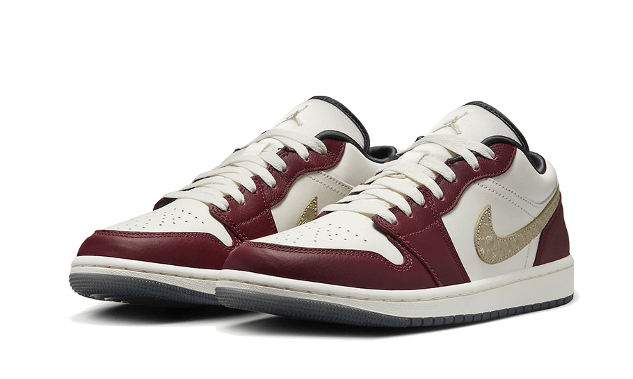 Air Jordan 1 Low Year of the Dragon (2024), Sail/Metallic Gold Grain-Dark Team Red-Dark Smoke Grey (FJ5735-100)