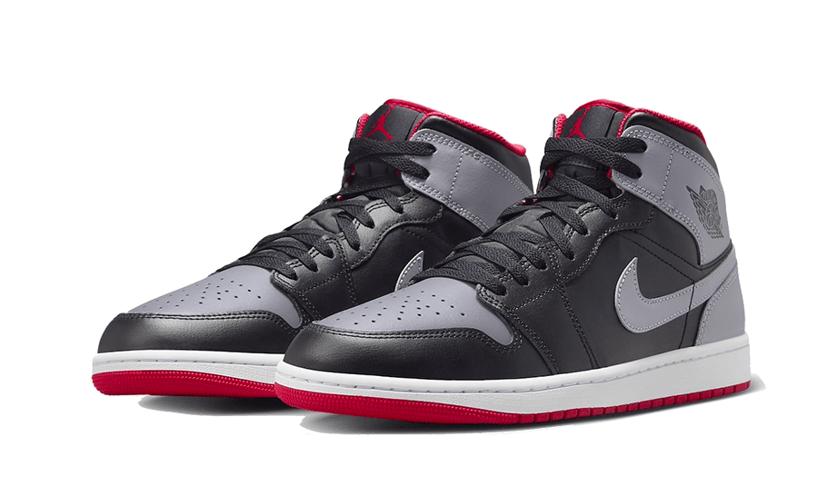 Air Jordan 1 Mid Bred Shadow, Black/Fire Red/White/Cement Grey (DQ8426-006 / DQ8423-006)