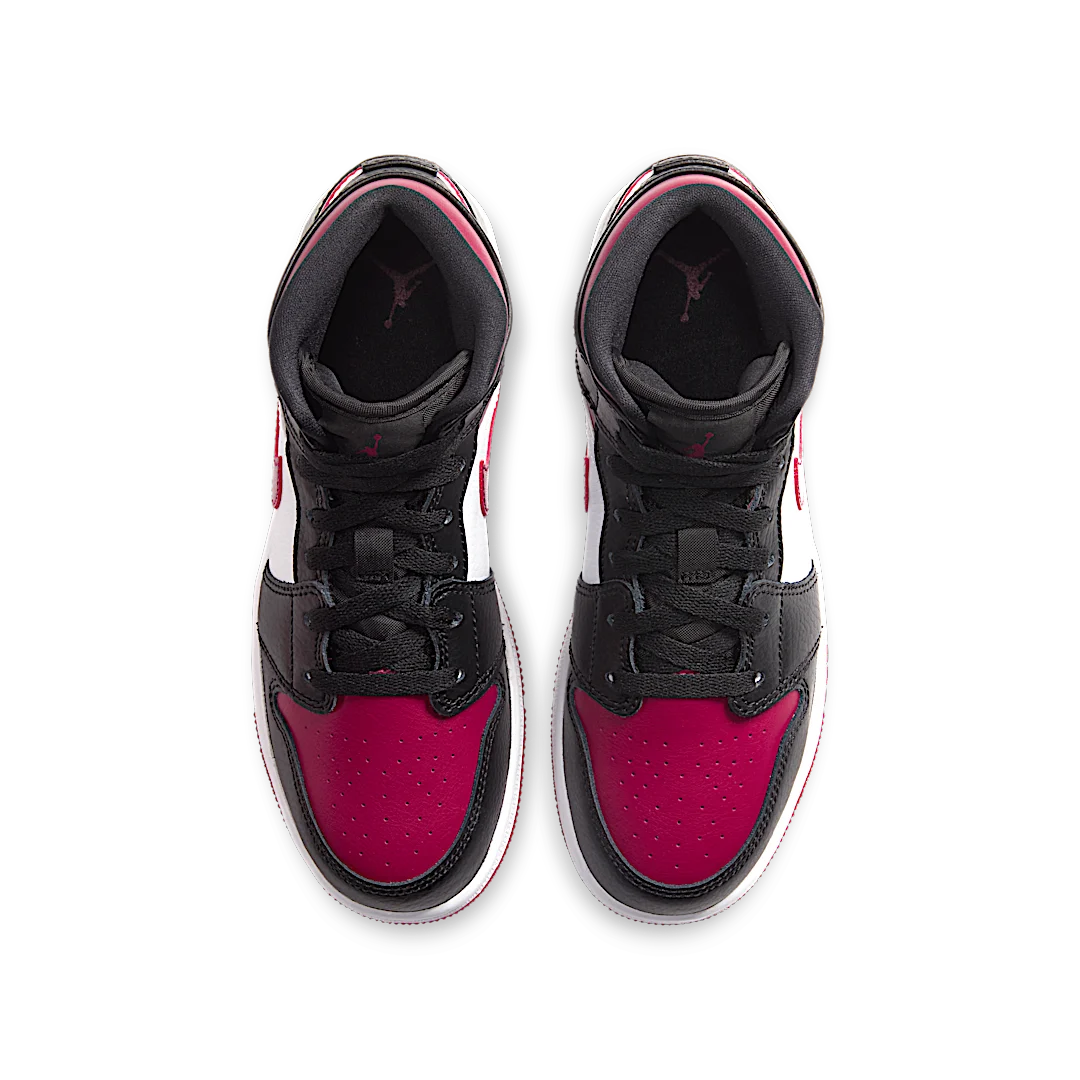 Air Jordan 1 Mid Bred Toe, Black/Noble Red-White (554725-066)