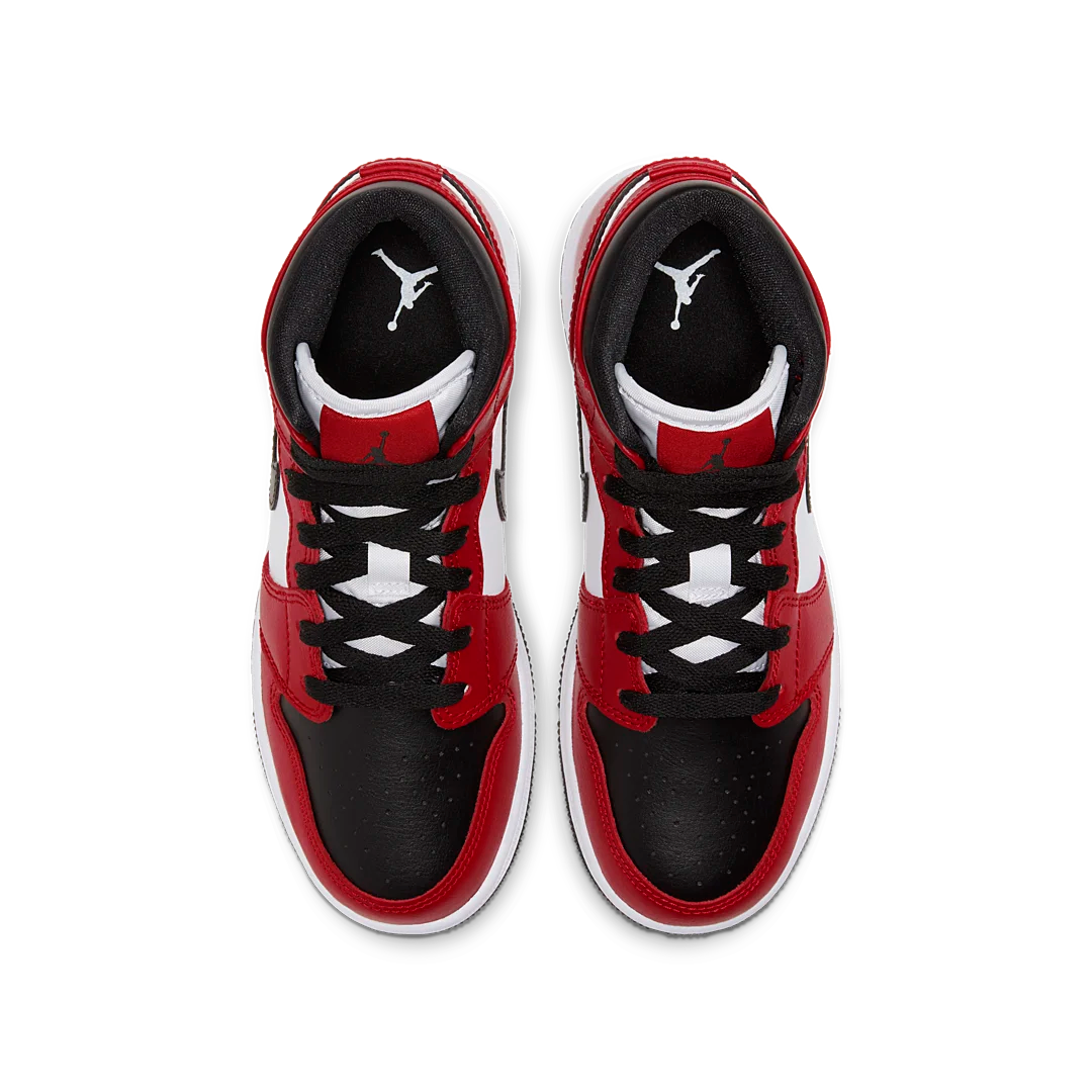 Air Jordan 1 Mid Chicago Black Toe, Black/Black-Gym Red (554725-069)