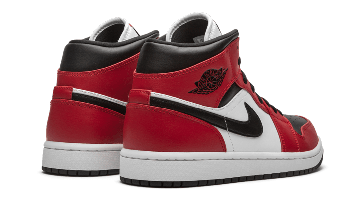 Air Jordan 1 Mid Chicago Toe, Black/Gym Red-White (554724-069 / 554725-069)