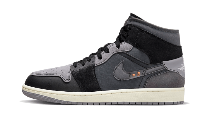 Air Jordan 1 Mid Craft Inside Out Black, Black/Grey-Orange (DM9652-001)