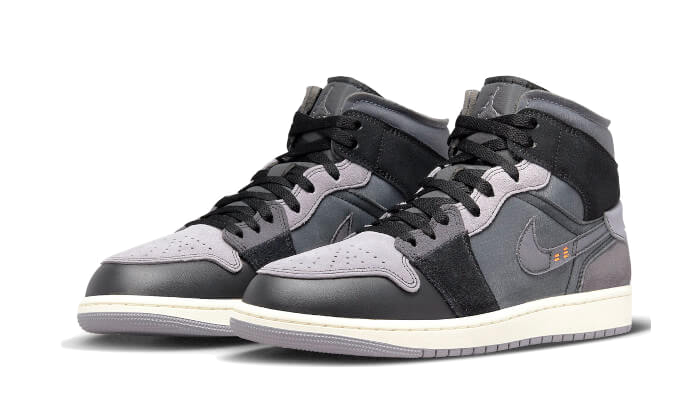 Air Jordan 1 Mid Craft Inside Out Black, Black/Grey-Orange (DM9652-001)