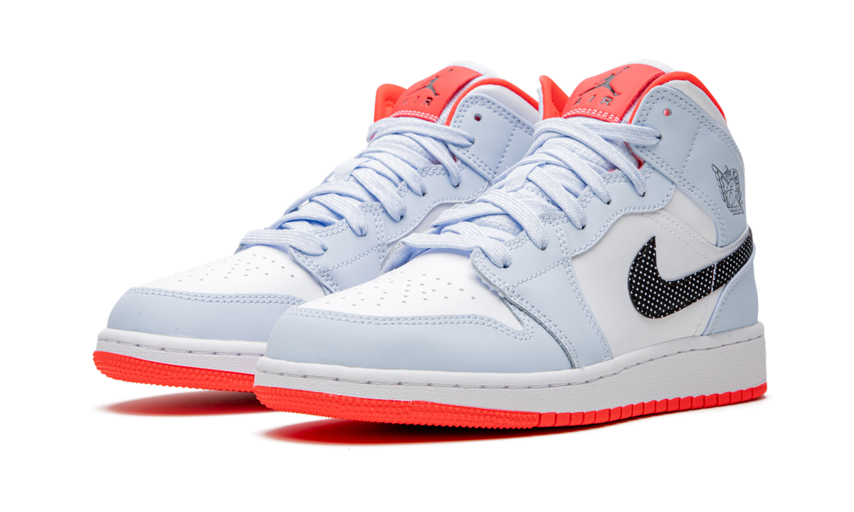 Air Jordan 1 Mid Half Blue Polka Dot Swoosh