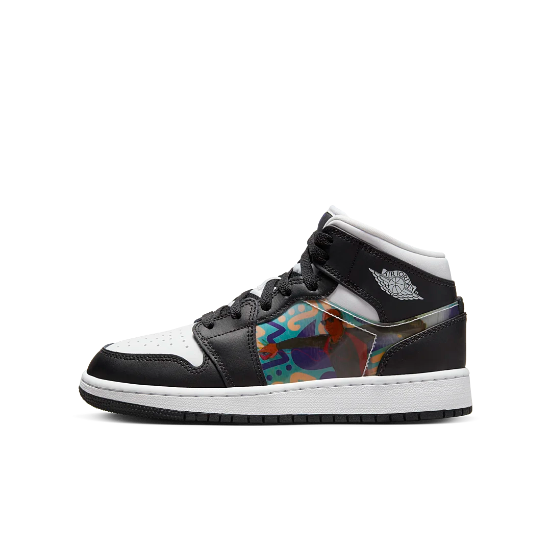 Air Jordan 1 Mid Hologram, Black/New Emerald/University Red/Dark Concord (DR9495-001)