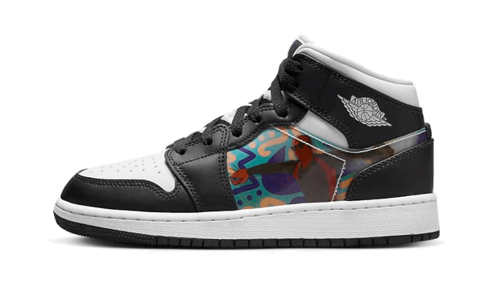 Air Jordan 1 Mid Hologram (PS), Black/New Emerald/University Red/Dark Concord (DR9496-001)