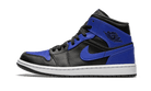 Air Jordan 1 Mid Hyper Royal Tumbled Leather, Black/Hyper Royal-White (554724-077 / 554725-077)