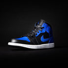 Air Jordan 1 Mid Hyper Royal Tumbled Leather, Black/Hyper Royal-White (554724-077 / 554725-077)