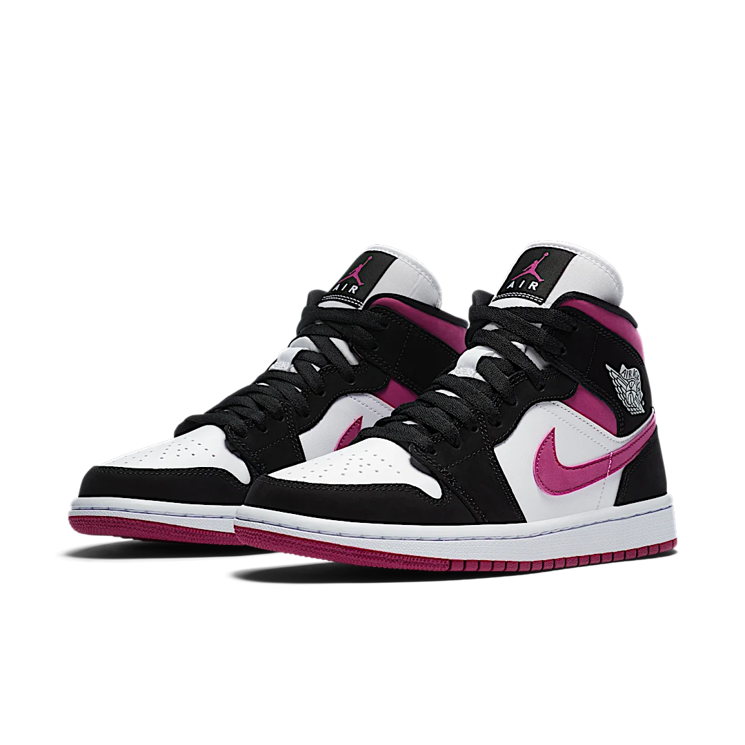 Air Jordan 1 Mid Magenta, Black/Cactus Flower-White (BQ6472-005)