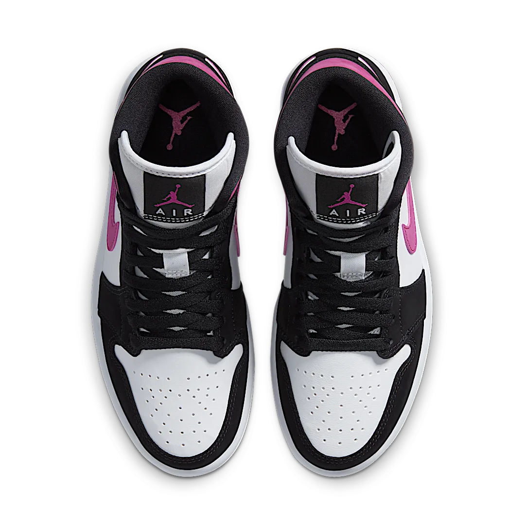 Air Jordan 1 Mid Magenta, Black/Cactus Flower-White (BQ6472-005)