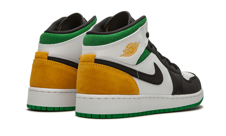 Air Jordan 1 Mid Oakland, White/Black-Lucky Green-Laser Orange (852542-101 / BQ6931-101)