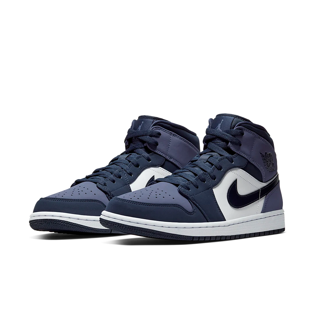 Air Jordan 1 Mid Obsidian Sanded Purple, Obsidian/Sanded Purple-White (554724-445)