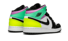 Air Jordan 1 Mid Pastel Black Toe, White/Black-Volt-Green Glow (554725-175)