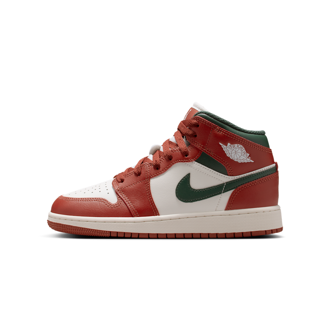 Air Jordan 1 Mid Redstone Midnight Green, Sail/Pure Platinum/Redstone/Midnight Green (DQ8423-105)