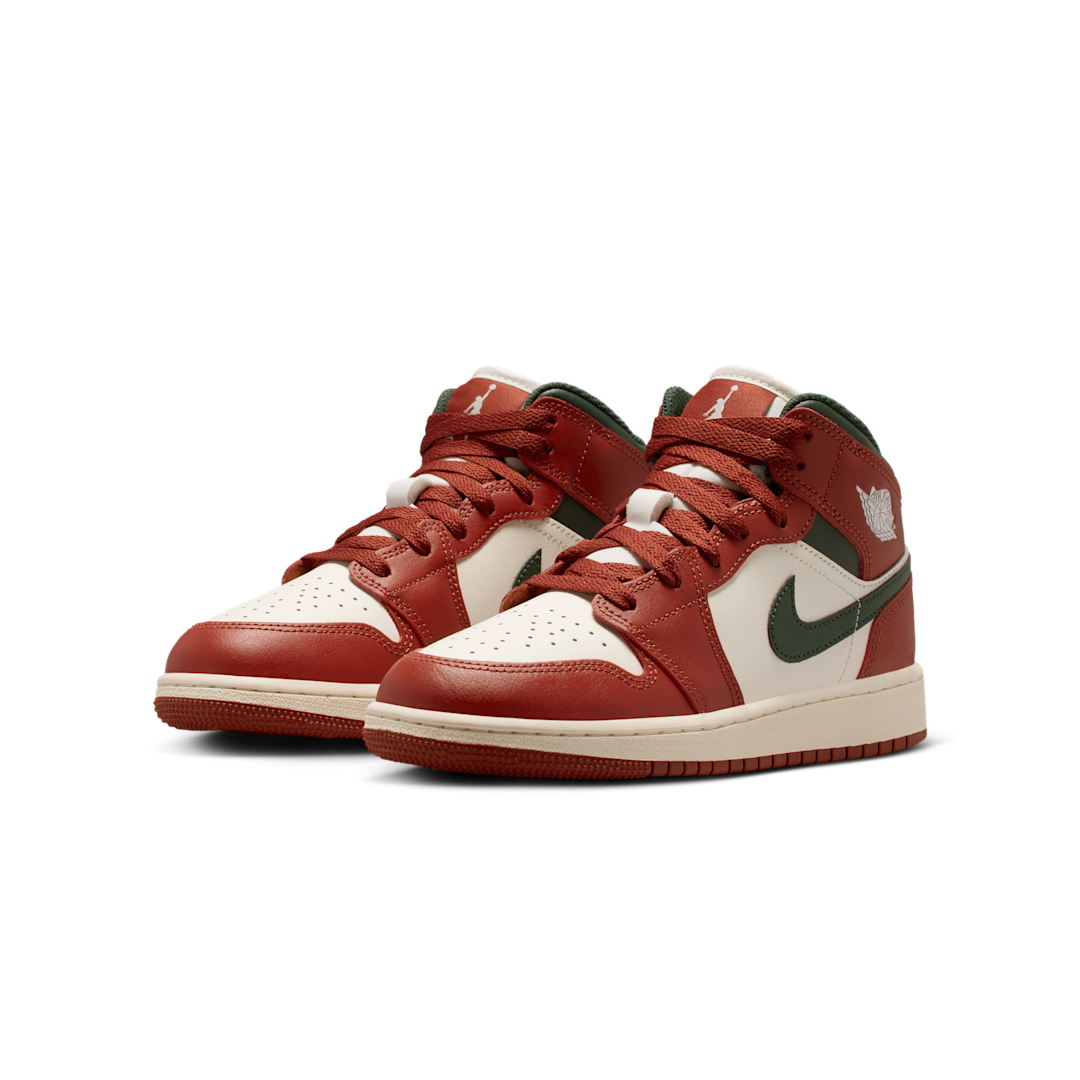 Air Jordan 1 Mid Redstone Midnight Green, Sail/Pure Platinum/Redstone/Midnight Green (DQ8423-105)