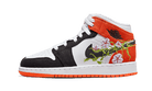 Air Jordan 1 Mid SE Basketball Blossom, White/Black/Starfish/Vivid Green/Lavender Mist/Altitude Green (DQ8390-100)