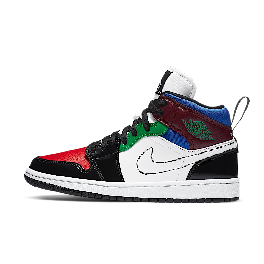 Air Jordan 1 Mid SE Black White Multi-Color, Black/White-University Red-Hyper Royal (DB5454-001)