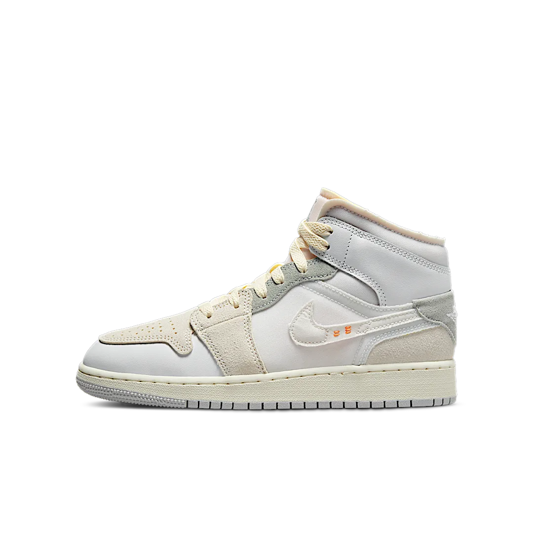 Air Jordan 1 Mid SE Craft Inside Out White Grey, White/Phantom Grey/Sail/Orange (DQ3726-100)