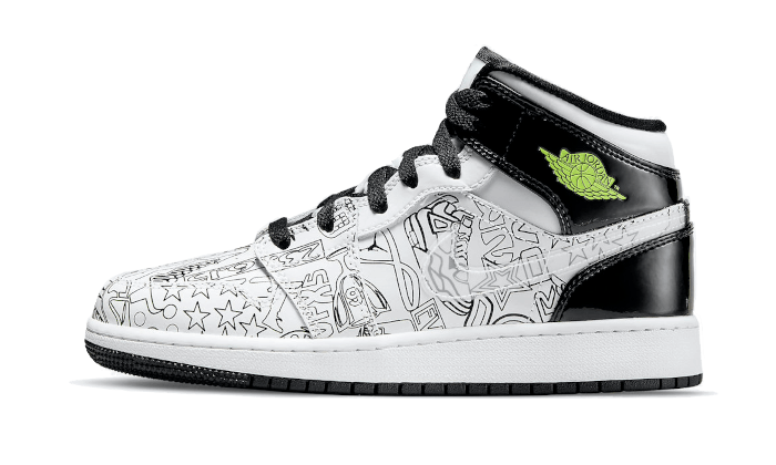 Air Jordan 1 Mid SE DIY, White/White-Black-Volt (DC4099-100)