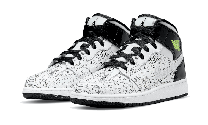 Air Jordan 1 Mid SE DIY, White/White-Black-Volt (DC4099-100)