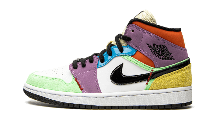 Air Jordan 1 Mid SE Multi-Color, White/Black-Lightbulb-Team Orange (CW1140-100)