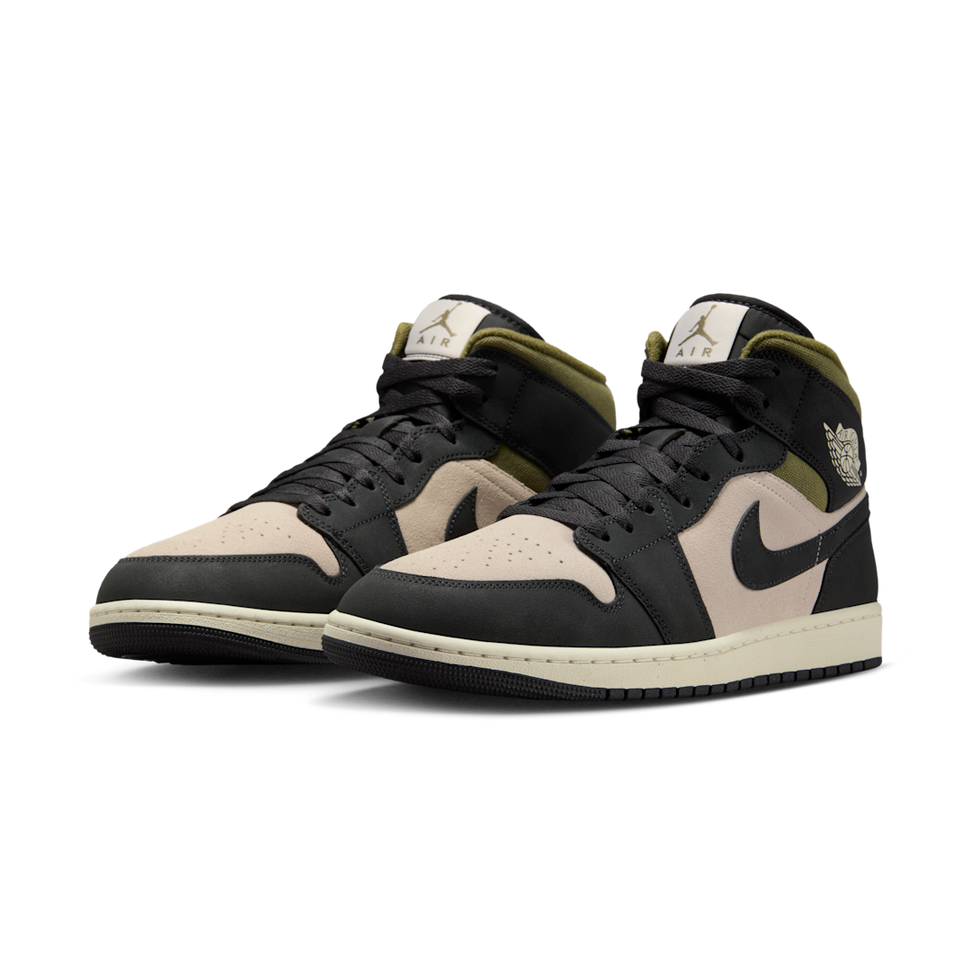 Air Jordan 1 Mid SE Off Noir Medium Olive, Light Orewood Brown/Medium Olive/Sail/Off Noir (HV4091-102)
