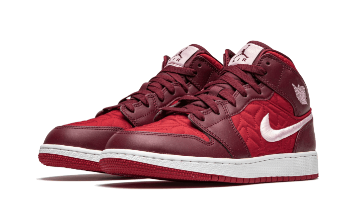 Air Jordan 1 Mid SE Red Quilt, Gym Red/Dark Beetroot-White-Pink Foam (AV5174-600)