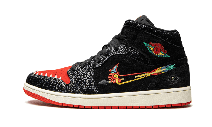 Air Jordan 1 Mid SE Siempre Familia, Black/Sail-Roma Green-Chile Red (DN4904-001 / DN5121-001)