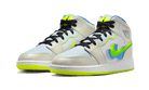 Air Jordan 1 Mid SE Warped Swoosh, Platinum Tint/Blue Tint/University Blue/Volt (DV1314-017)