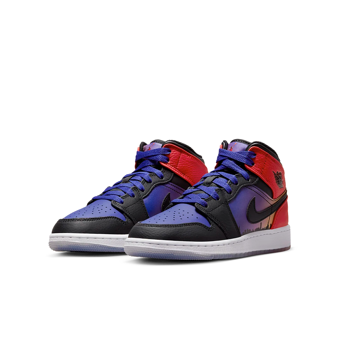 Air Jordan 1 Mid SS Skyline, Concord/Black/University Red/Psychic Purple/Peach Cream/Total Orange (DX4379-400)