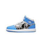 Air Jordan 1 Mid Sneaker School Game Winner, White/Starfish/University Blue (DR6492-100)