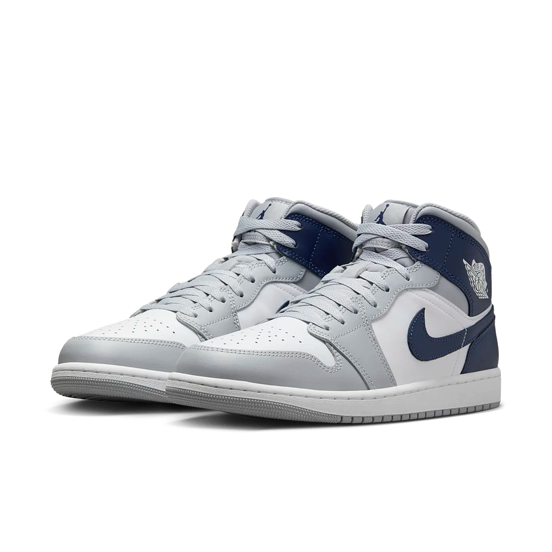 Air Jordan 1 Mid Wolf Grey Midnight Navy, White/Wolf Grey/Midnight Navy (DQ8426-104)