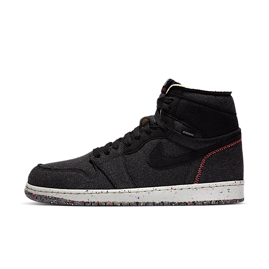 Air Jordan 1 Retro High Zoom Crater, Black/Wolf Grey-Flash Crimson (CW2414-001)