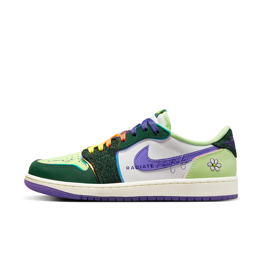 Air Jordan 1 Retro Low OG Doernbecher (2023), Gorge Green/Court Purple/White/Barely Volt/Sail (FD9665-351)