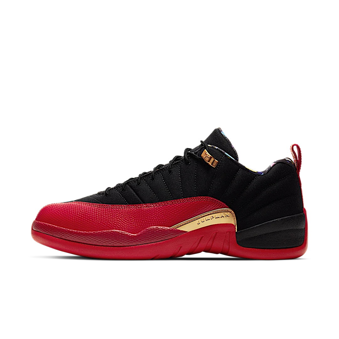 Air Jordan 12 Low SE Super Bowl LV, Black/Metallic Gold/Varsity Red (DC1059-001)