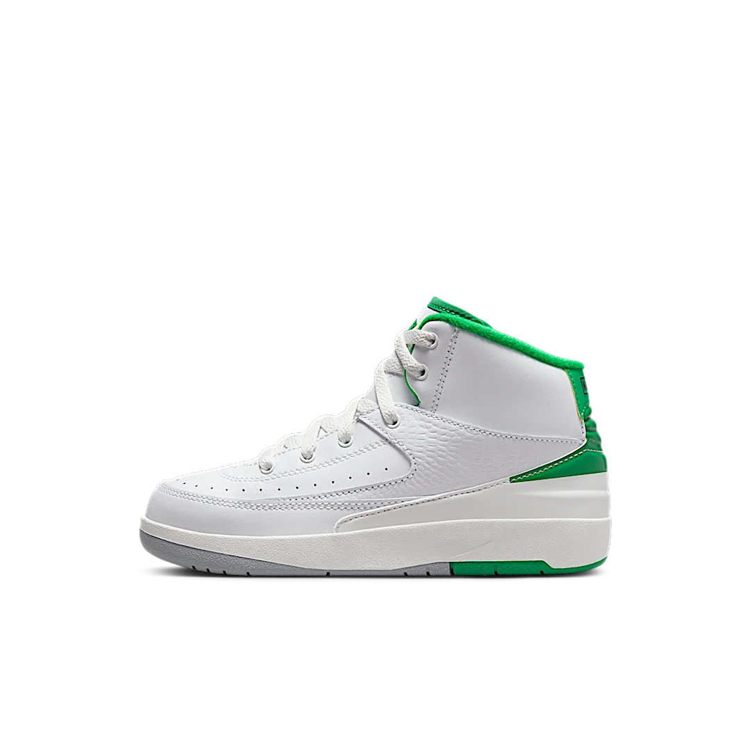 Air Jordan 2 Retro Lucky Green (PS), White/Lucky Green/Sail/Light Steel Grey (DQ8564-103)