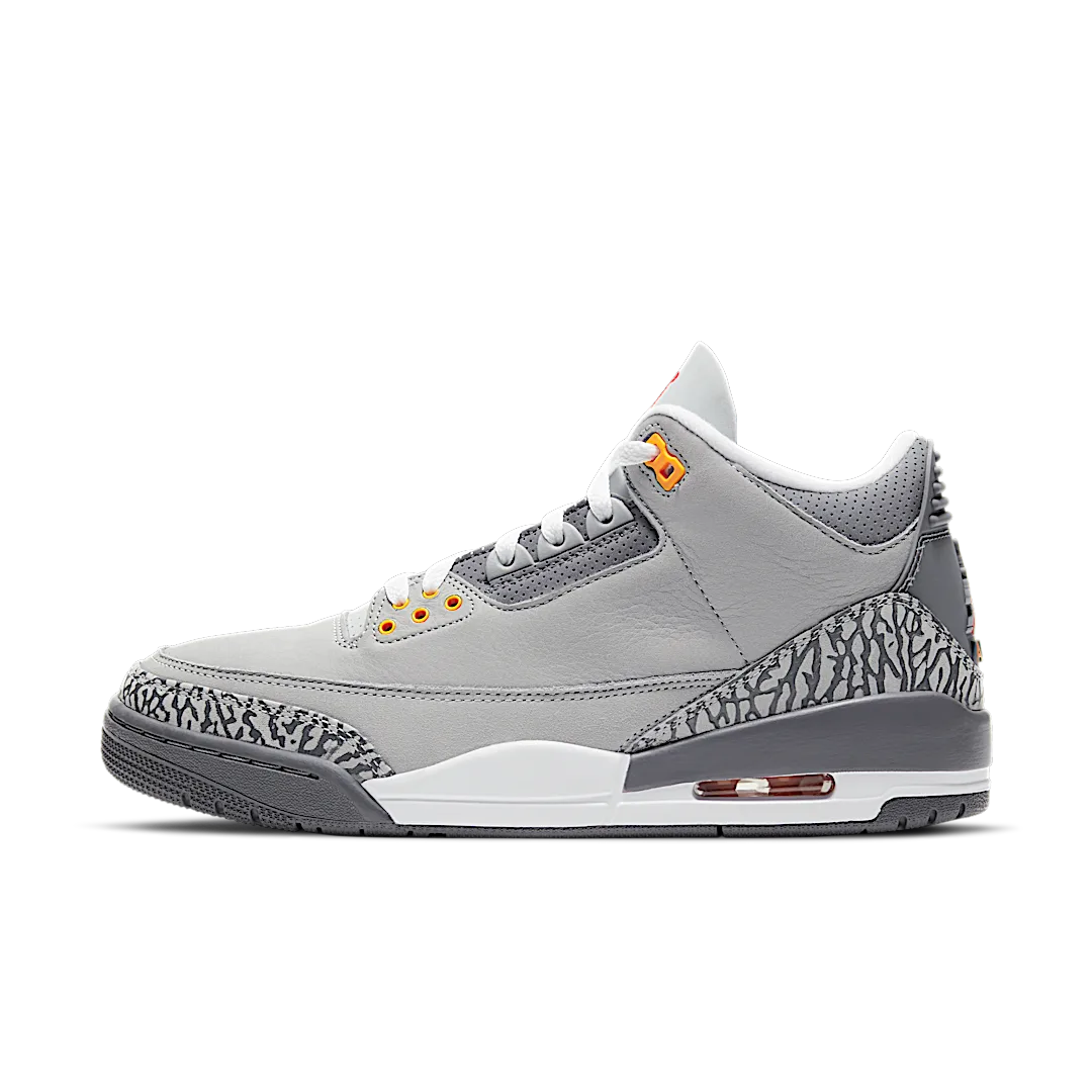 Air Jordan 3 Retro Cool Grey (2021), Silver/Light Graphite-Orange Peel-Sport Red (CT8532-012)