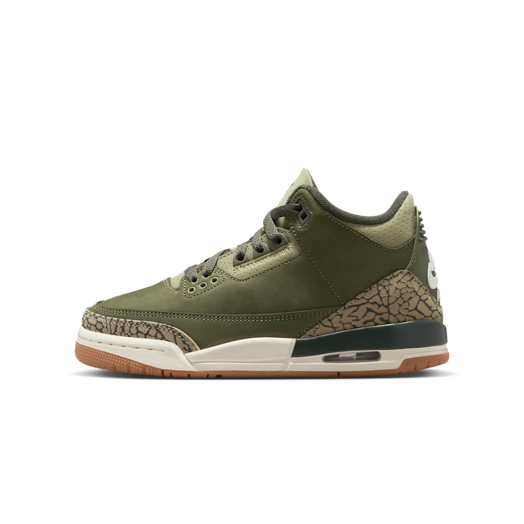 Air Jordan 3 Retro Family Affair, Medium Olive/Sequoia/Neutral Olive/Sail/Total Crimson (DM0967-202)