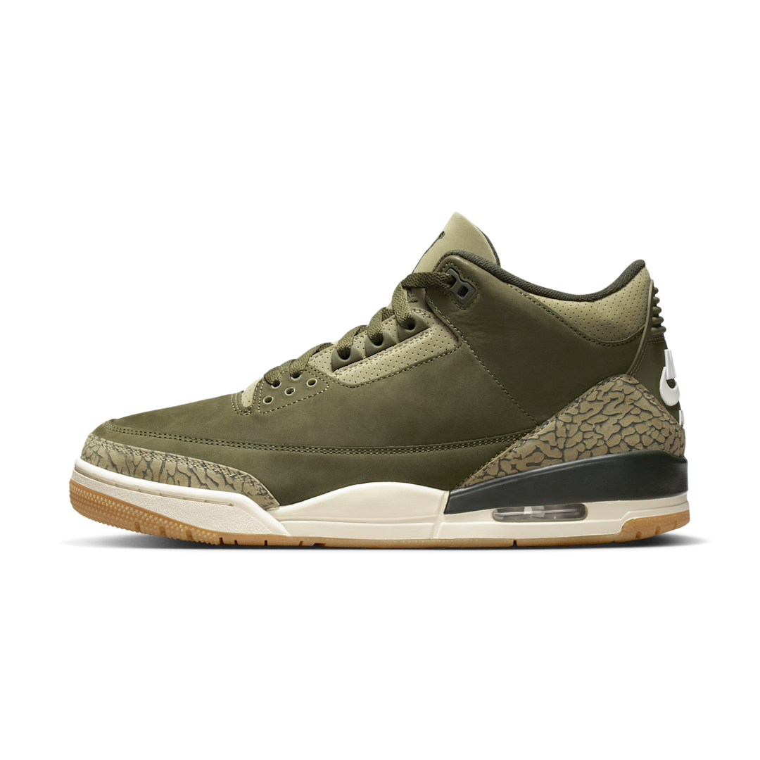 Air Jordan 3 Retro Family Affair, Medium Olive/Sequoia/Neutral Olive/Sail/Total Crimson (DN3707-202)