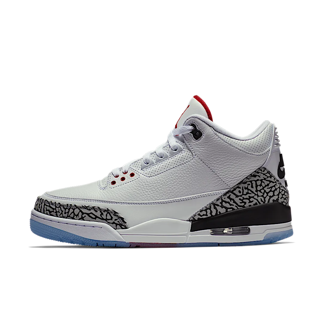 Air Jordan 3 Retro Free Throw Line White Cement, White/White-Fire Red-Black (923096-101)