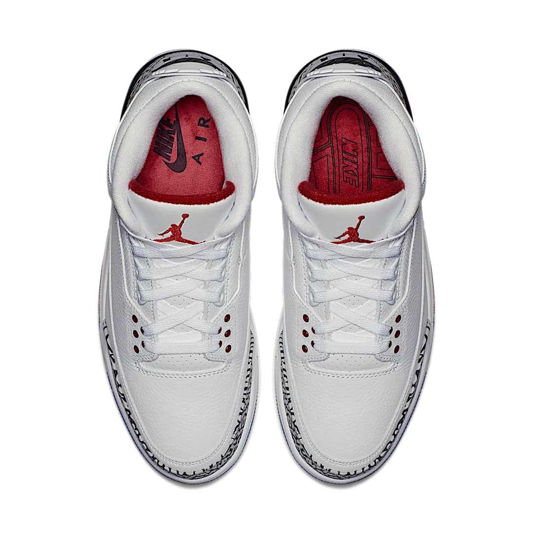 Air Jordan 3 Retro Free Throw Line White Cement, White/White-Fire Red-Black (923096-101)