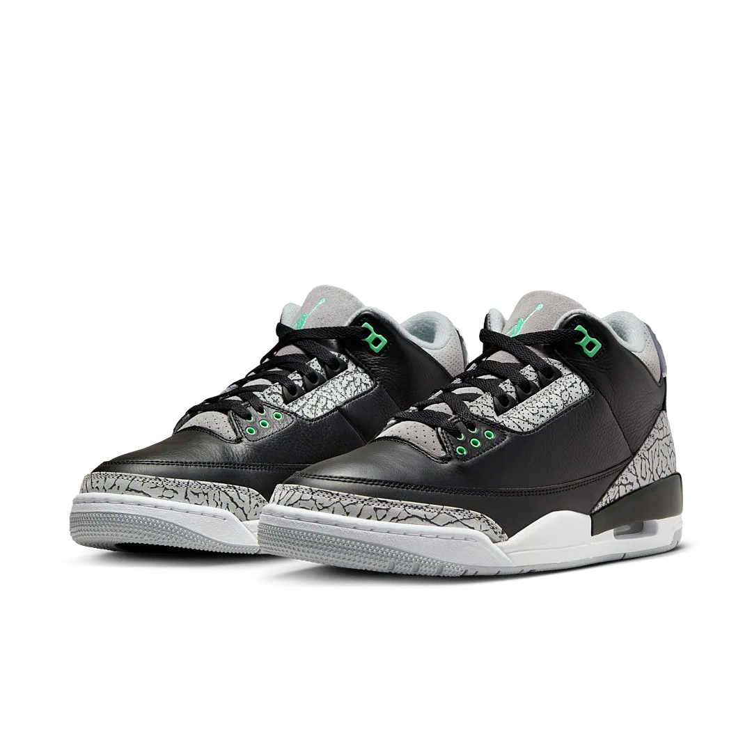 Air Jordan 3 Retro Green Glow, Black/Green Glow/Wolf Grey/White (CT8532-031 / DM0967-031)