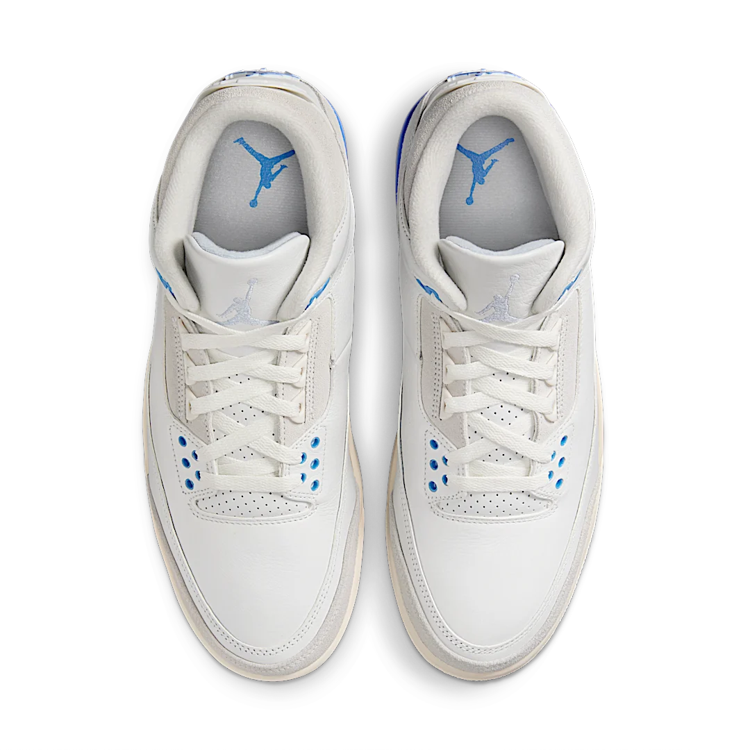 Air Jordan 3 Retro Lucky Shorts, Summit White/Hydrogen Blue-Legend Blue-Photon Dust-Pure Platinum-Sail (CT8532-101)