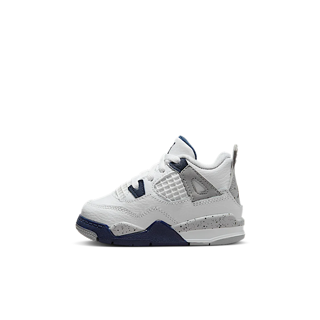 Air Jordan 4 Retro Midnight Navy (TD), White/Midnight Navy/Light Smoke Grey/Fire Red (BQ7670-140)