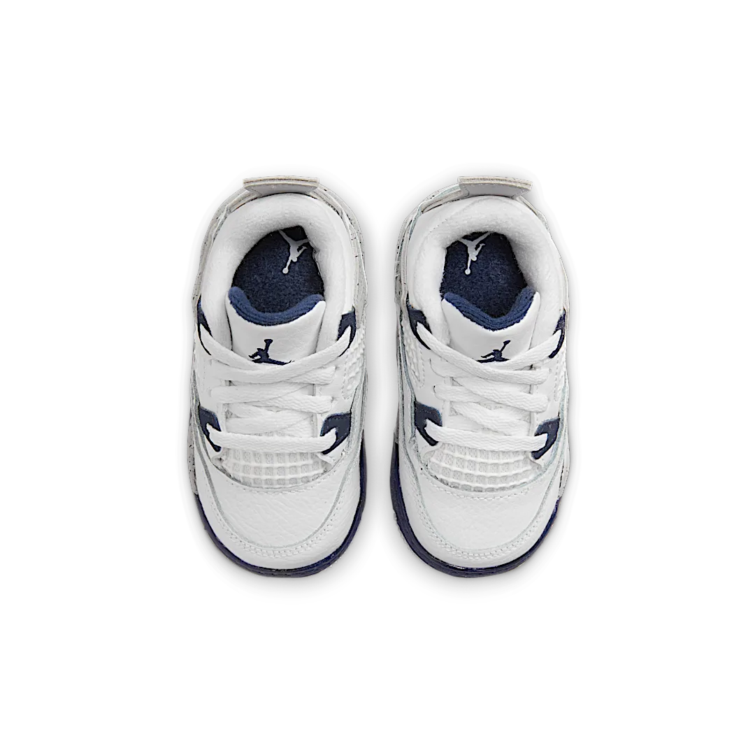 Air Jordan 4 Retro Midnight Navy (TD), White/Midnight Navy/Light Smoke Grey/Fire Red (BQ7670-140)