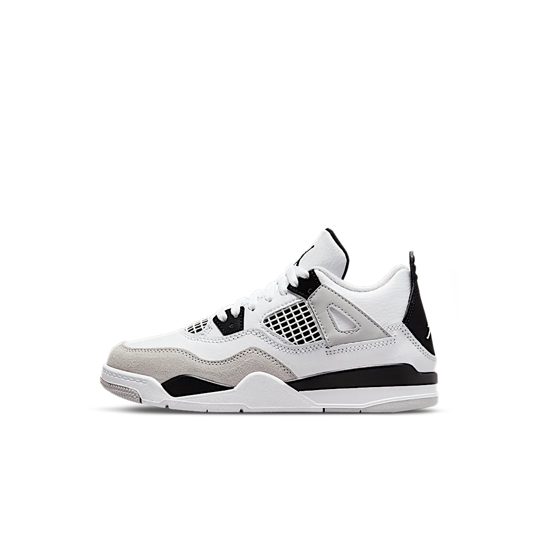 Air Jordan 4 Retro Military Black (PS), White/Black-Neutral Grey (BQ7669-111)